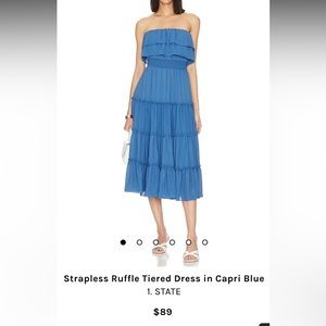 1. State Strapless Ruffle Tiered Dress in Capri Blue